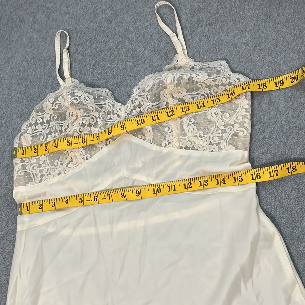 Vintage Fischer Heavenly Silk Lingerie Slip Dress Small Lace Satin Grunge - Picture 7 of 12